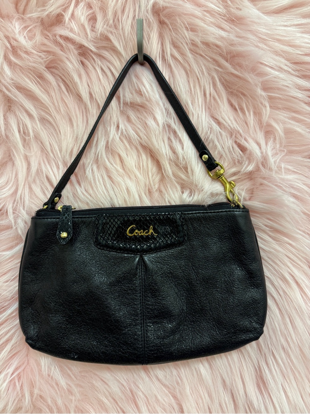 Coach Black Leather Wristlet Shoulder Bag